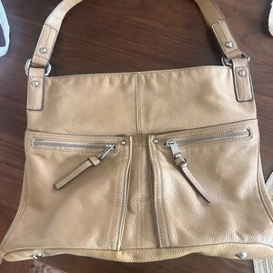 Tignanello Beige Leather Shoulder Bag